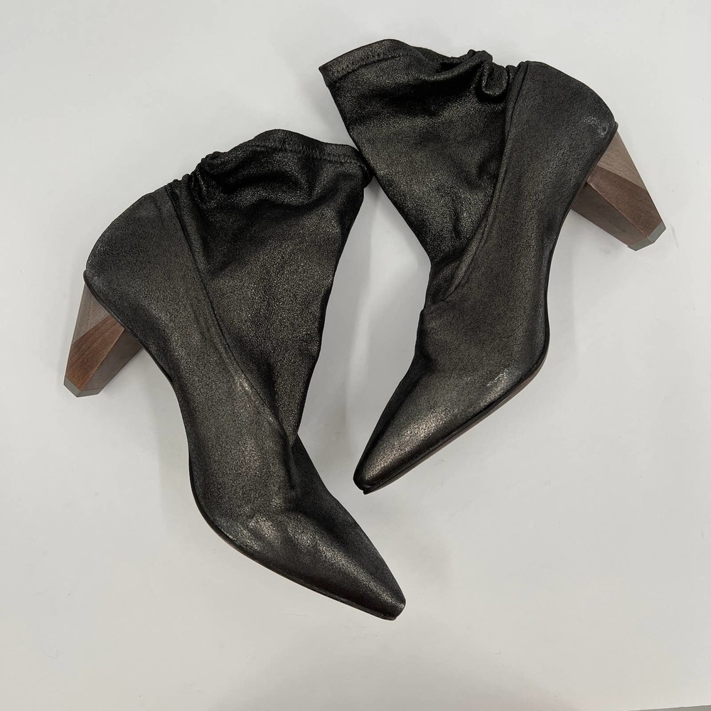 COCLICO Shoes Womens 37 Gray Metallic Juno Boot Stretch Anthracite Scrunch - Picture 6 of 12